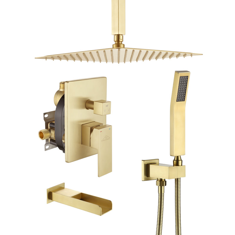 All-In-One Kit with Rough in-Valve, Brushed Gold