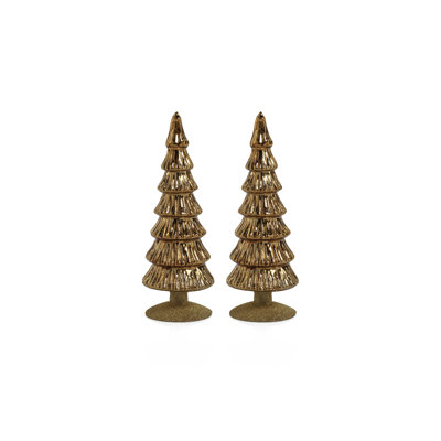 Hasika 2-Piece Green Glass Tabletop Tree Set