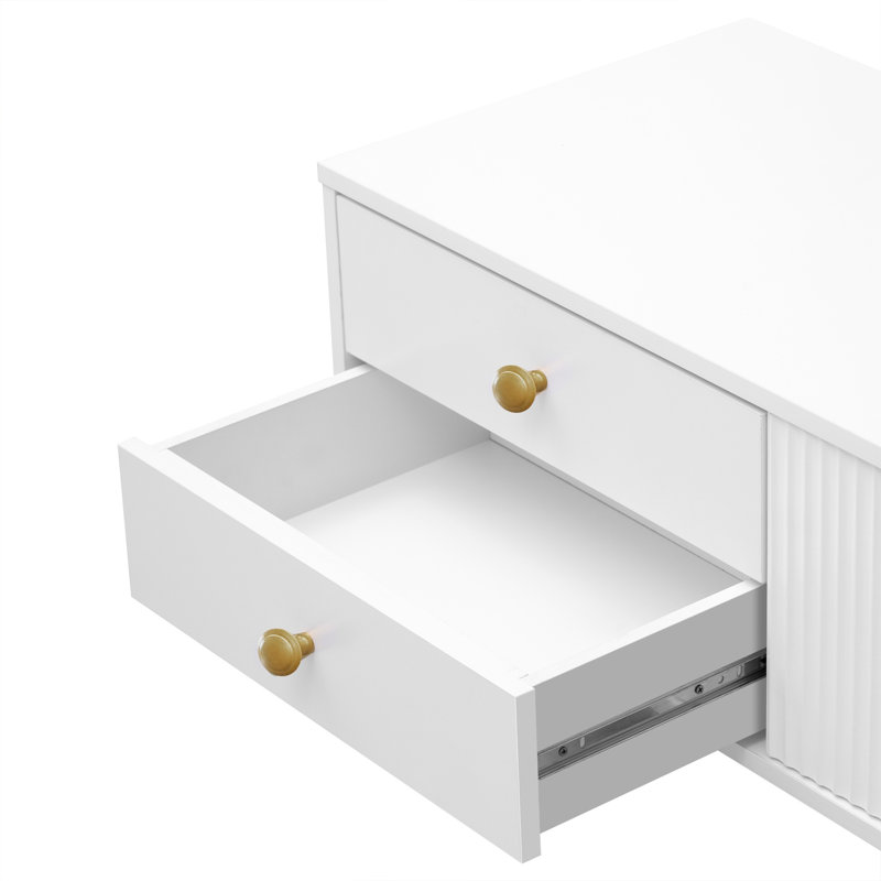 Meuble télé moderne, conception à rainure ondulée avec rangement