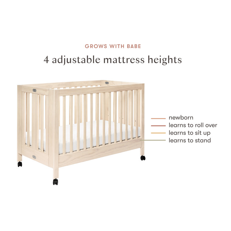 Maki 2-in-1 Convertible Portable Crib, Washed Natural