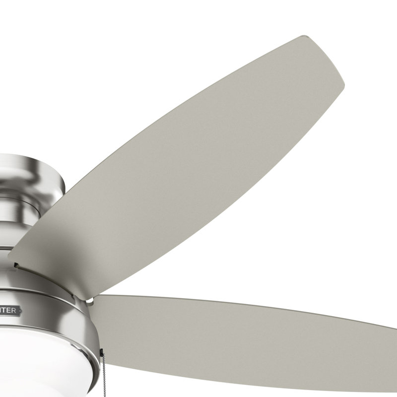 Lilliana 52" 5-Blade Flushmount Ceiling Fan with Lights and Pull Chains, Brushed Nickel