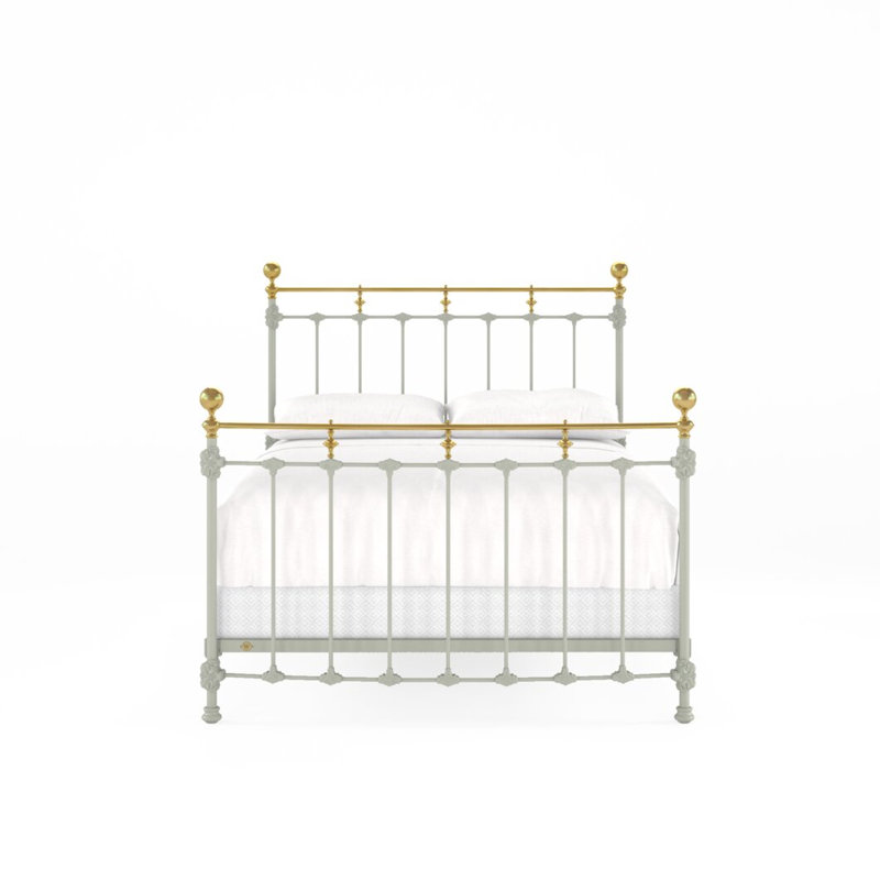 152 Excelsior Bed | Complete Arched Foot, Queen, Sage Green/Light Gold