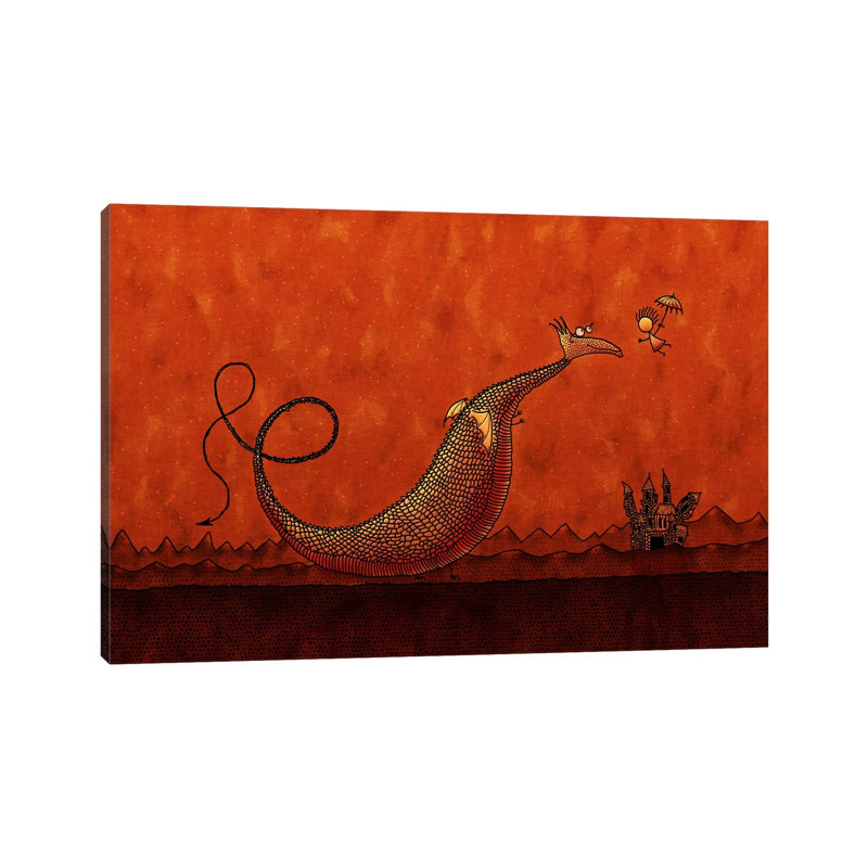 Castle & Dragon by Unknown Artist - Wrapped Canvas Painting, 66.04 cm H x 45.72 cm W x 3.175 cm D