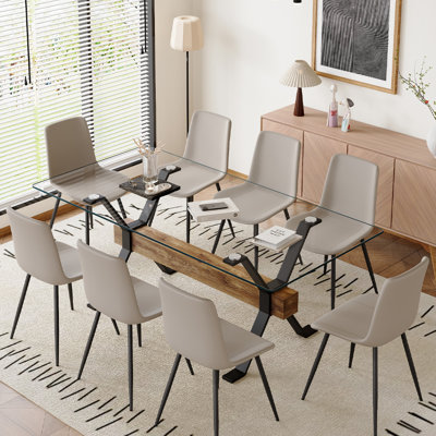 9-Piece Glass Top Dining Table Sets