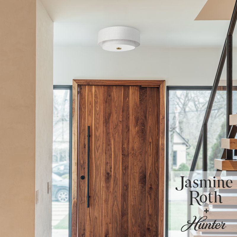 Plafonnier encastré 2 lumières Hunter Brookside, Doré, Blanc