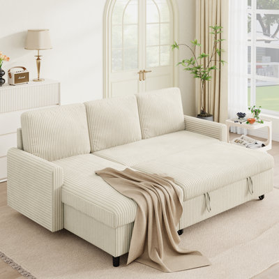 77.2" Upholstered Convertible Sleeper Sofa Bed 