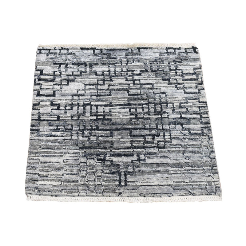 Tapis en soie noué à la main 2 pi x 2 pi avec motifs texturés en laine texturée 3 pi 2 pi 2 pi 3 pi 3 pi