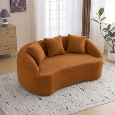 Causeuse incurvée moderne de 65 po x P 39,4 po avec 3 coussins et coussin en mousse compressée