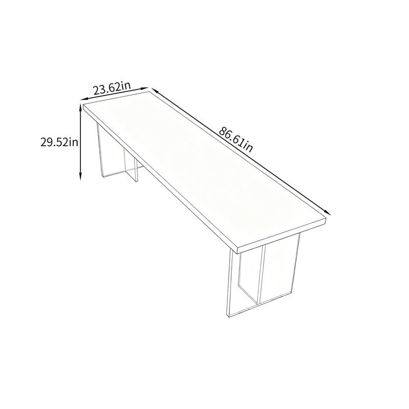 Bureau d'écriture Simple Burlywood, H 29,52 po x l 86,61 po x P 23,62 po