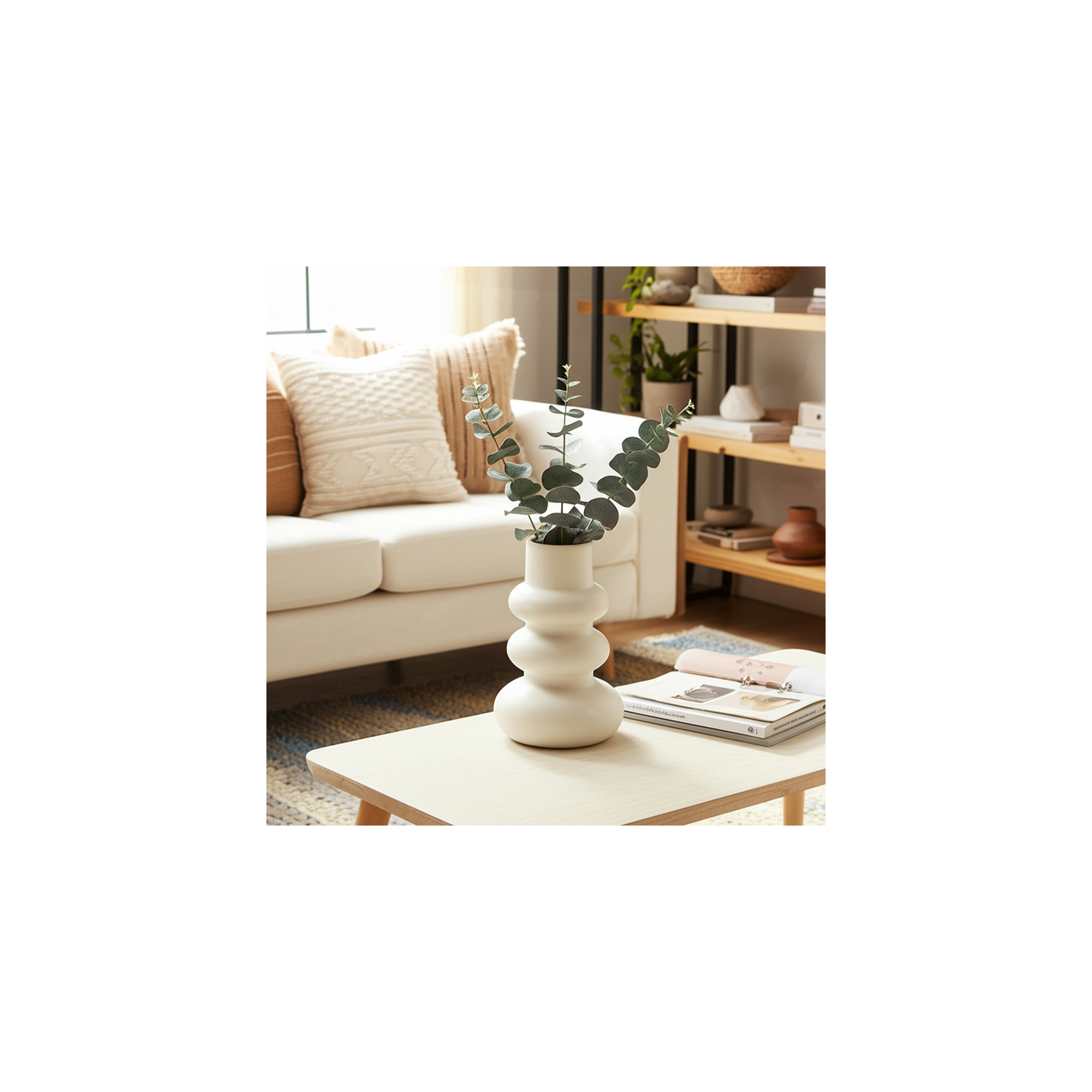 10” Dolomite Stacked Vase - Contemporary Abstract Stacked Sphere Decorative Table Vase - Home or Office Decor Accent - Flower Centerpiece Display Vase - Gift Idea