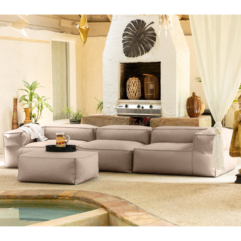 Maretta 136'' Wide U-Shaped Patio Sofa, Petal