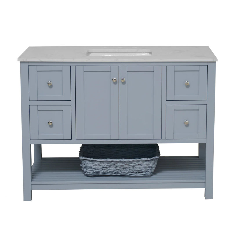 Ensemble de meuble-lavabo simple 48 po Binne, Carrara d'ingénierie, Bleu poudré