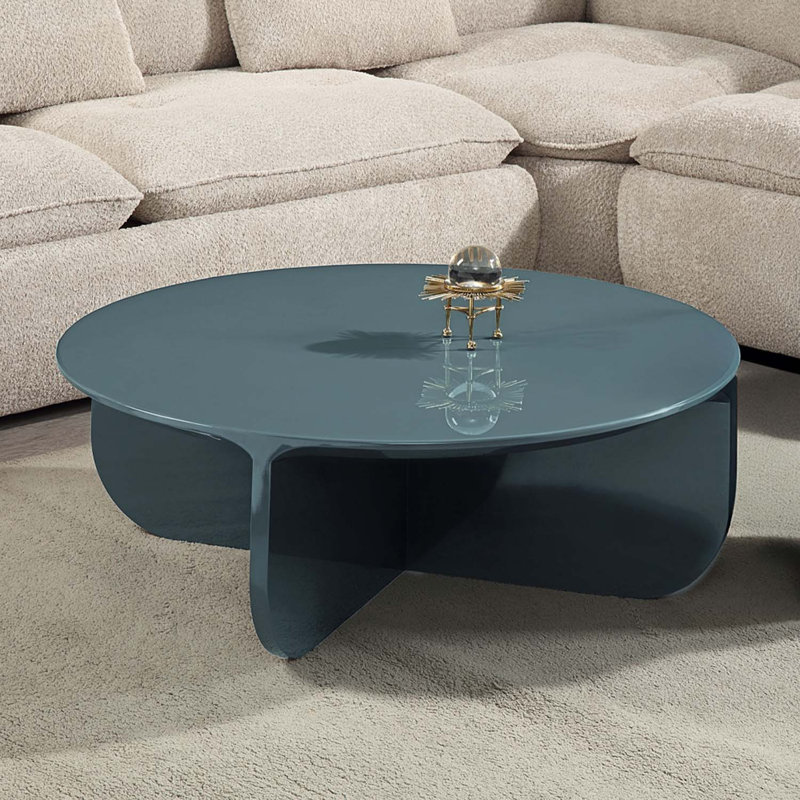 Round Coffee Table, Teal High Gloss