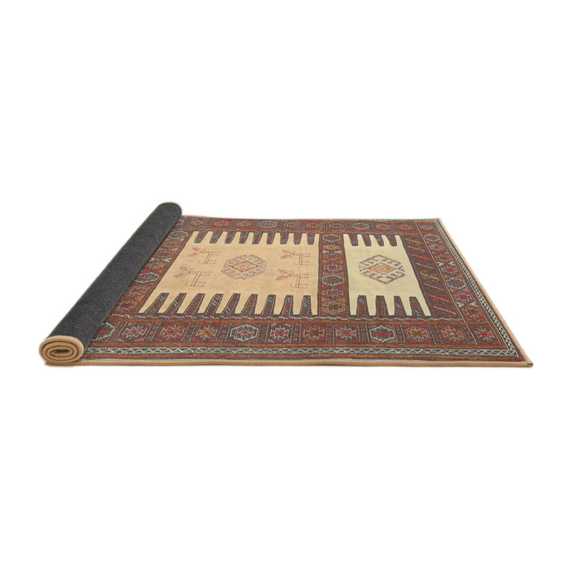 Tapis contemporain beige / brun clair, Rond 8 pi