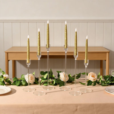 36-Piece Acrylic Taper Candle Holder Set For Table Centerpieces, Wedding, Holiday And Party Decor, Clear Decorative Candlesticks