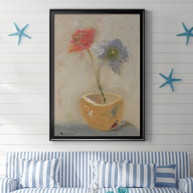 " Teacup Flowers ", Black Framed Canvas, 42.5" H x 30.5" W x 1" D