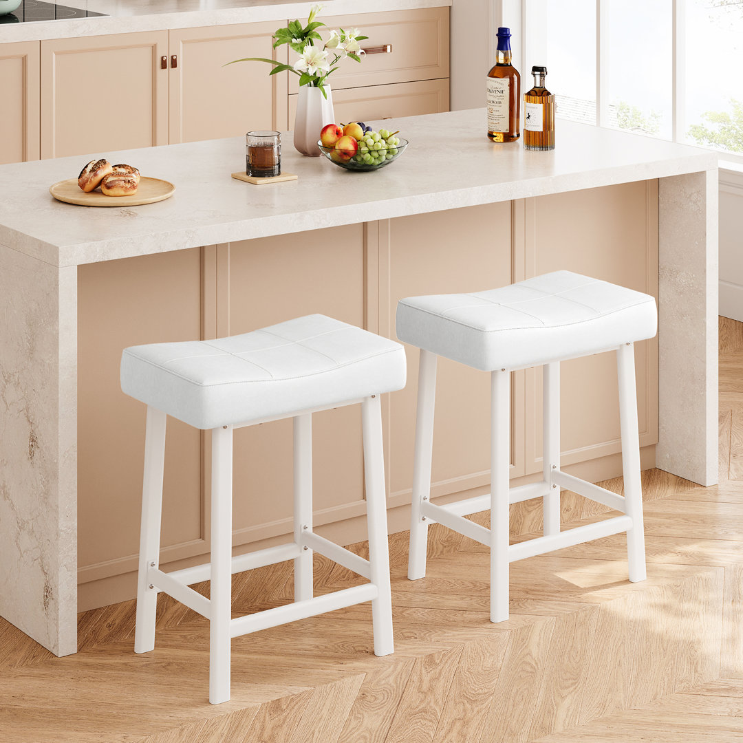 Upholstered Counter Stool with Metal Frame