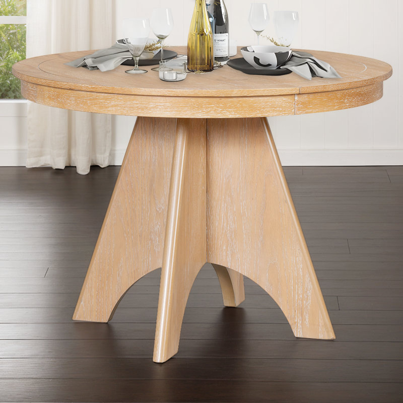 Table de salle à manger extensible polyvalente - Finition patinée, style rétro peu encombrant, 4 à 6 places assises