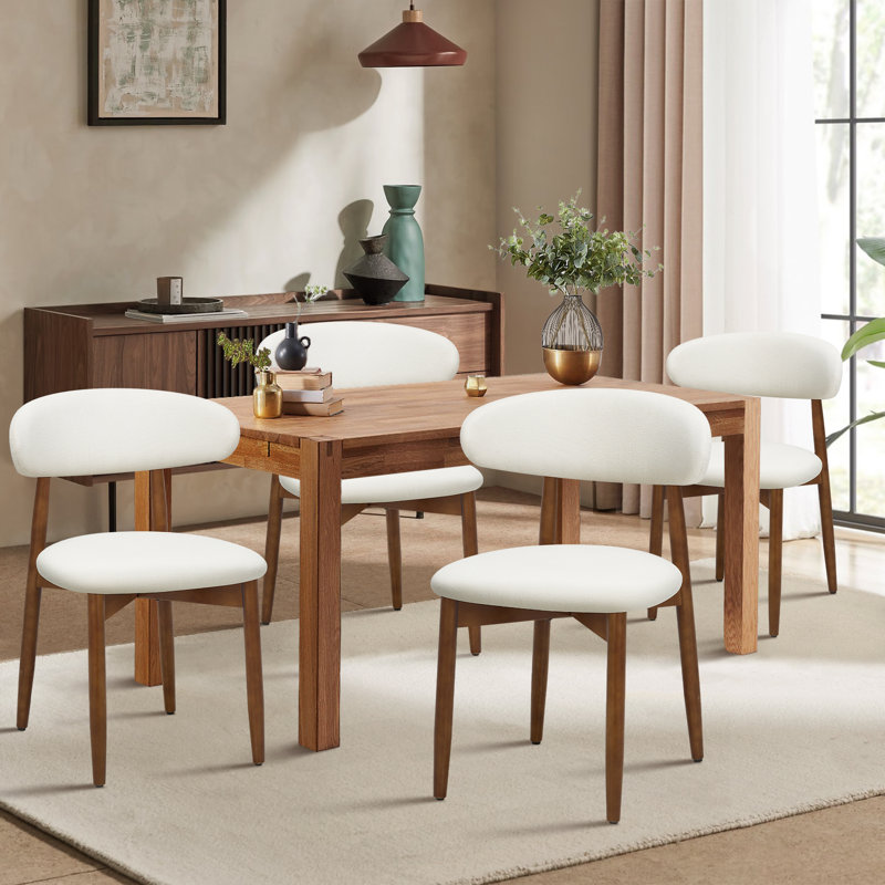 Chaise d'appoint rembourrée en bois massif, Beige