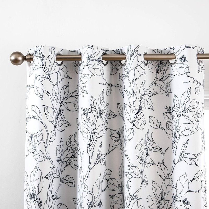 Adalinda Blackout Curtain Pair, 52" W x 84" L, Black Line