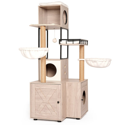 Multi-Functional Cat Tree with Hidden Litter Box