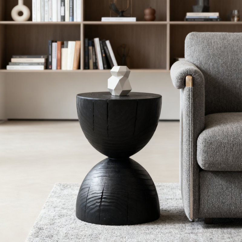 12.2“ Round End Table Coffee Table Black