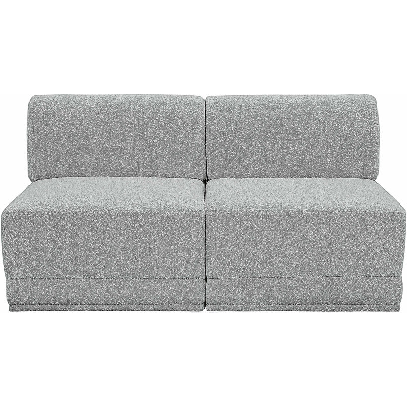 Causeuse rembourrée 60 po Ollie, Tissu gris bouclé