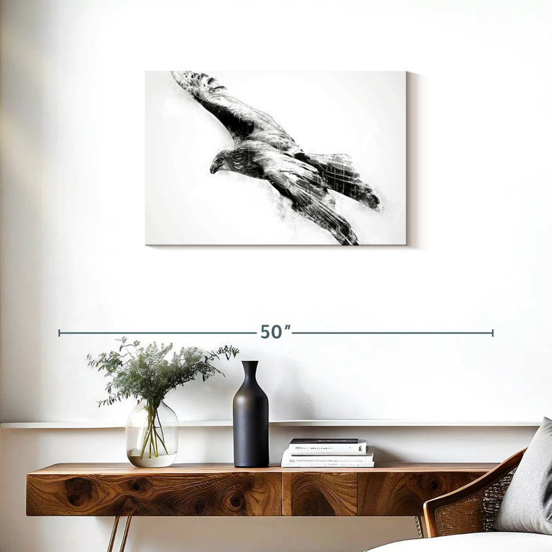 Hawk Black And White, 20" H x 30" W