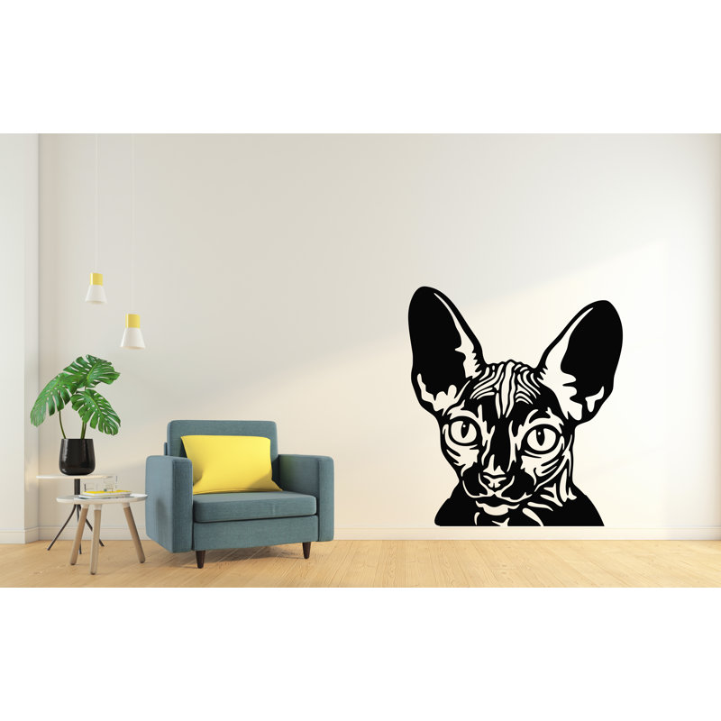 Adhésif décoratif chat Sphynx, H 56 po x l 55 po, Orange