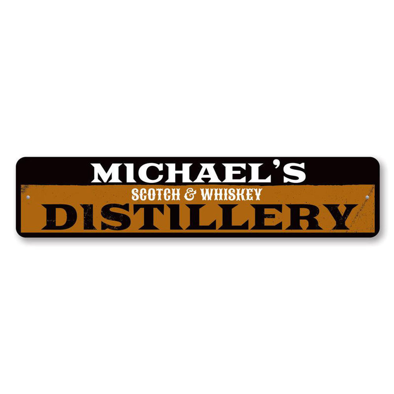 Plaque en aluminium Scotch Distillery, H 4 po x l 18 po x P 0,04 po