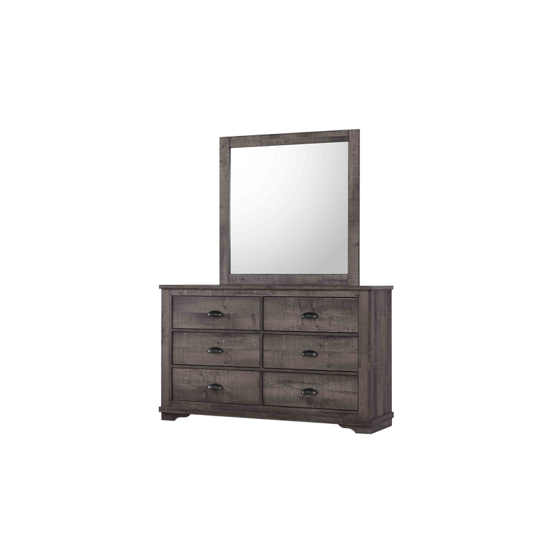 Armoire de chevet contemporaine en bois à six tiroirs, conception rustique avec beaucoup de rangement pour les chambres modernes.