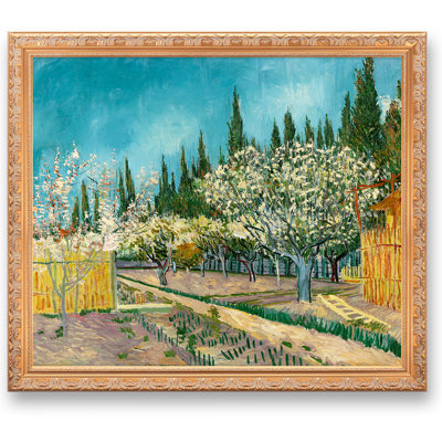 Orchard bordered by Vincent Van Gogh Size:30x36x1.5" Canvas Prints Giclee Print Wall Art for Home Decor