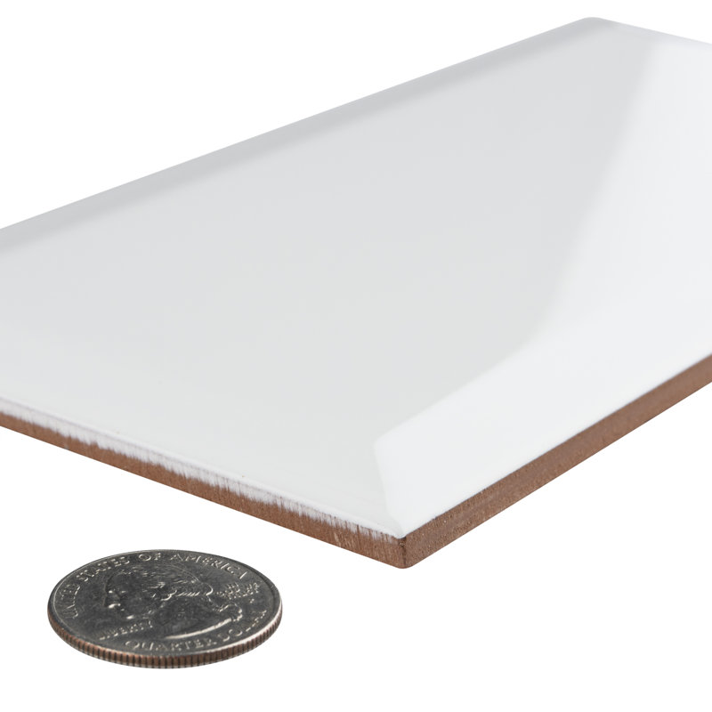 Santorini Biselado 4" x 8" Beveled Ceramic Subway Tile, Bright White