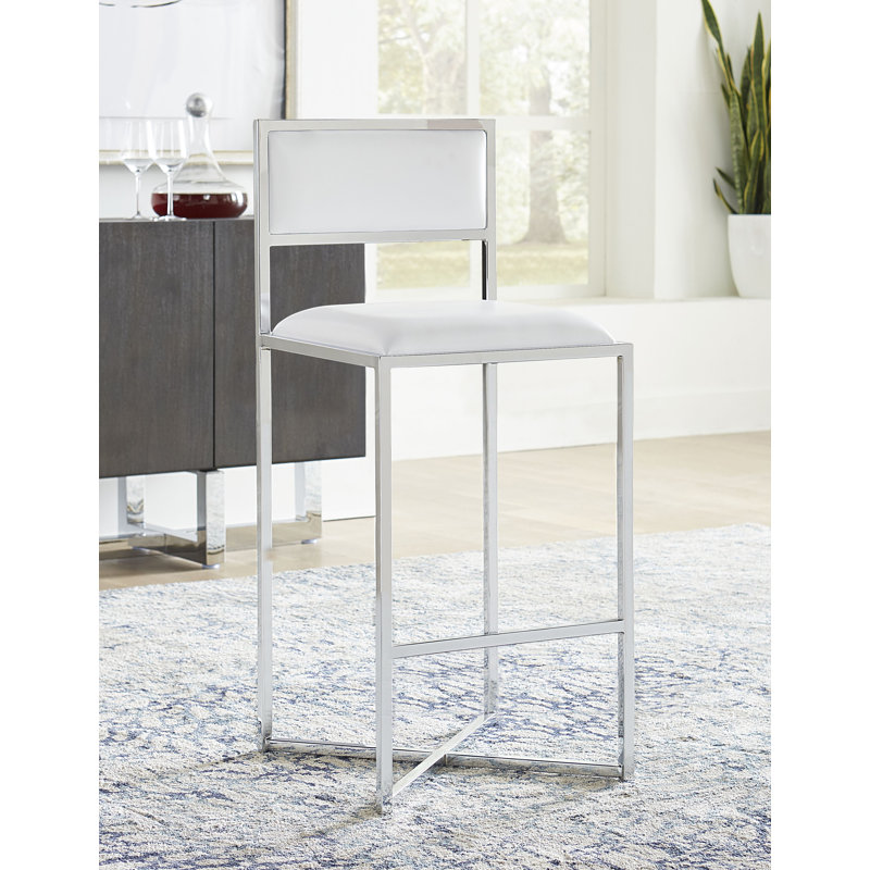Tabouret de bar et de comptoir Malen, Tabouret de bar (siège d’une hauteur de 30 po), Blanc