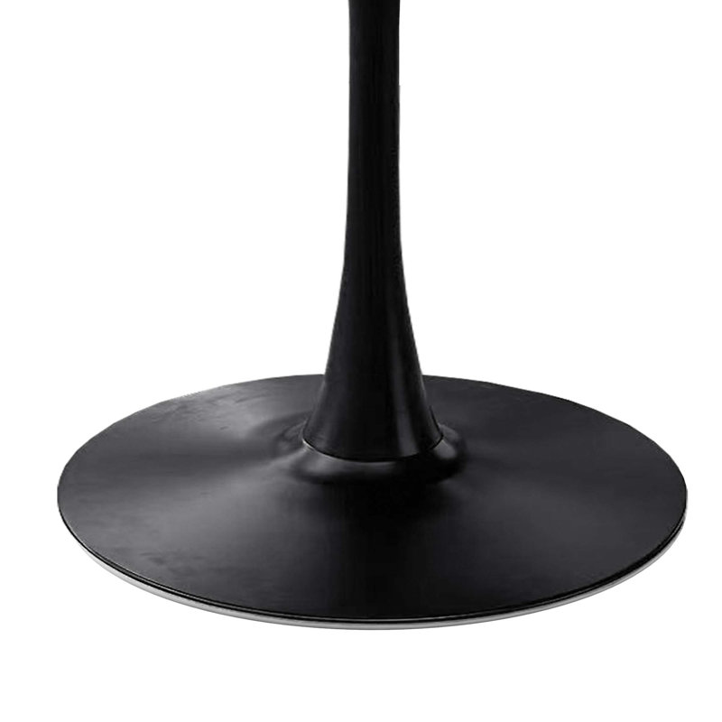 Round Metal Base Dining Table, Black, 29.33"H x 42.13"W x 42.13"L, Black Marble