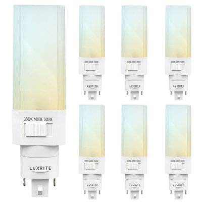 11 Watt LED Non-Dimmable Light Bulb, Color Changing Selectable CCT G24d-1 Base -  Luxrite, LR24565-6PK