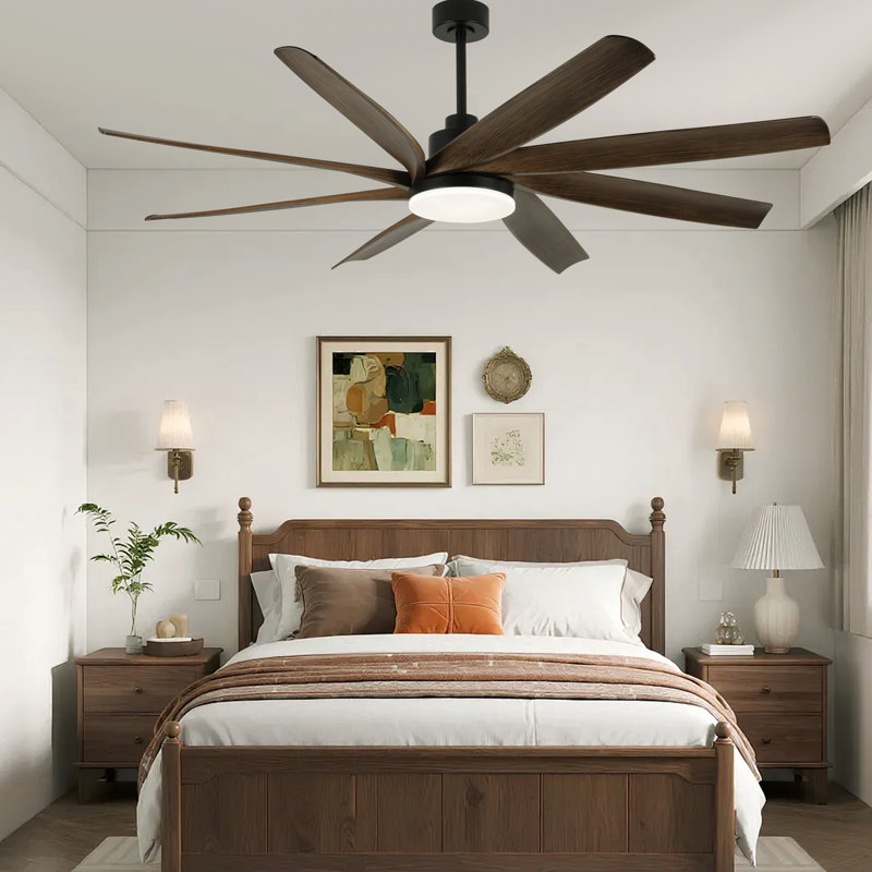 72" Black Propeller Large Ceiling Fan with Light and Remote Control, 3-Color Temperature, 6-Speed Quiet DC Motor Ceiling Fan for Living Room, Bedroom