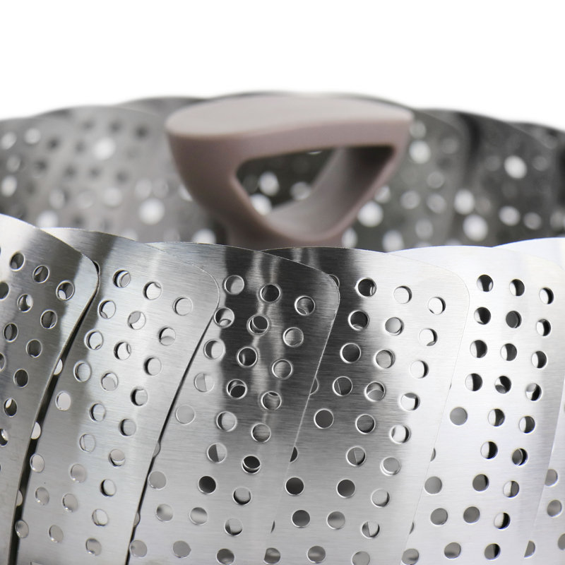 Martha Stewart Stainless Steel Folding Steamer Insert With Handle In Taupe