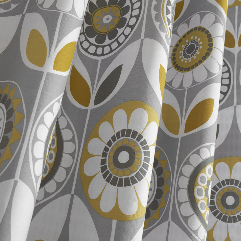 Annika Eyelet Room Darkening Curtains, 168 W x 183 D cm, Ochre
