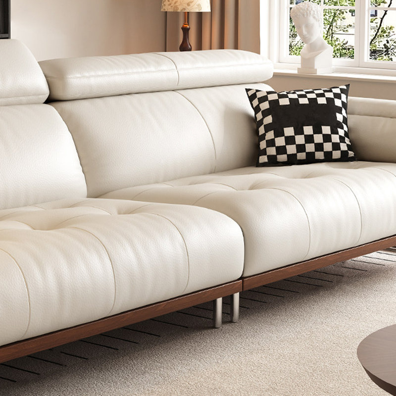 Ensemble de salon en cuir véritable beige 3 pièces