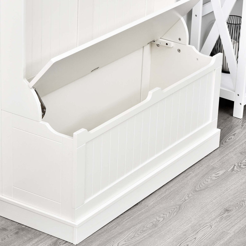 Arbre d'entrée 38 po avec banc de rangement HOMcom, Blanc, crème