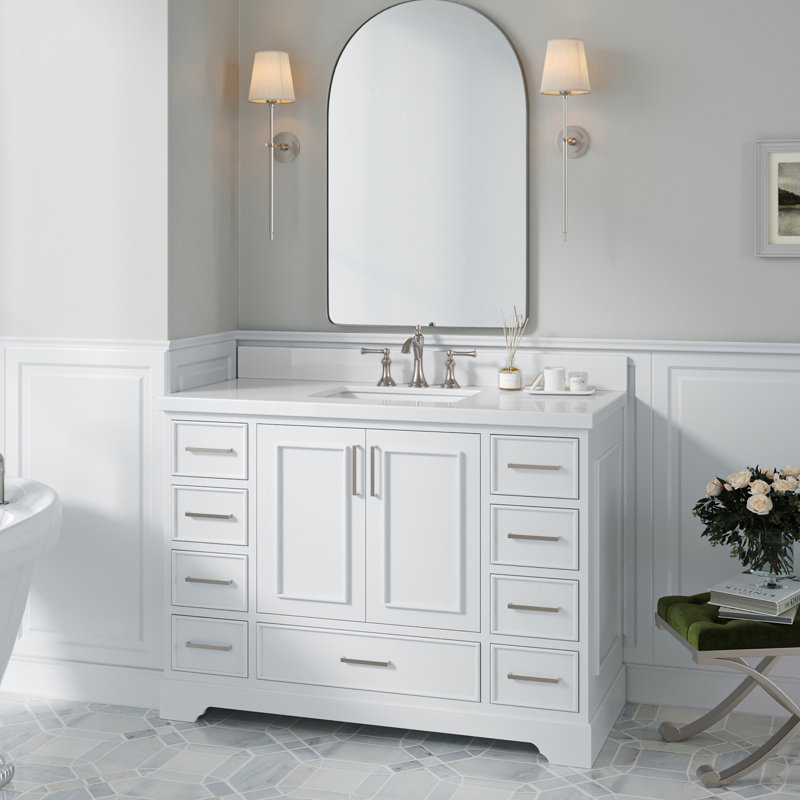 Meuble-lavabo simple avec plateau Abshire 49, Blanc