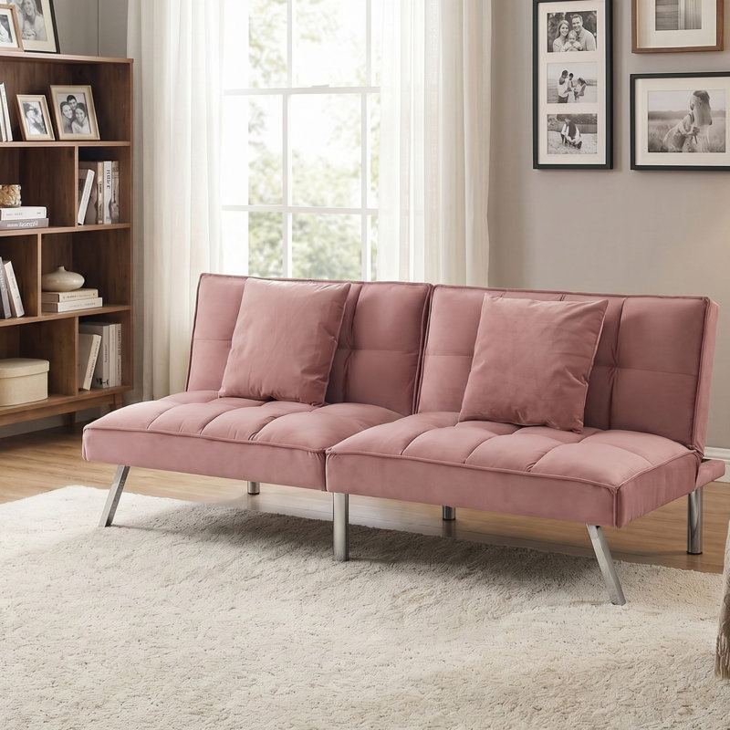 Canapé-lit futon convertible 67,72 po, Rose