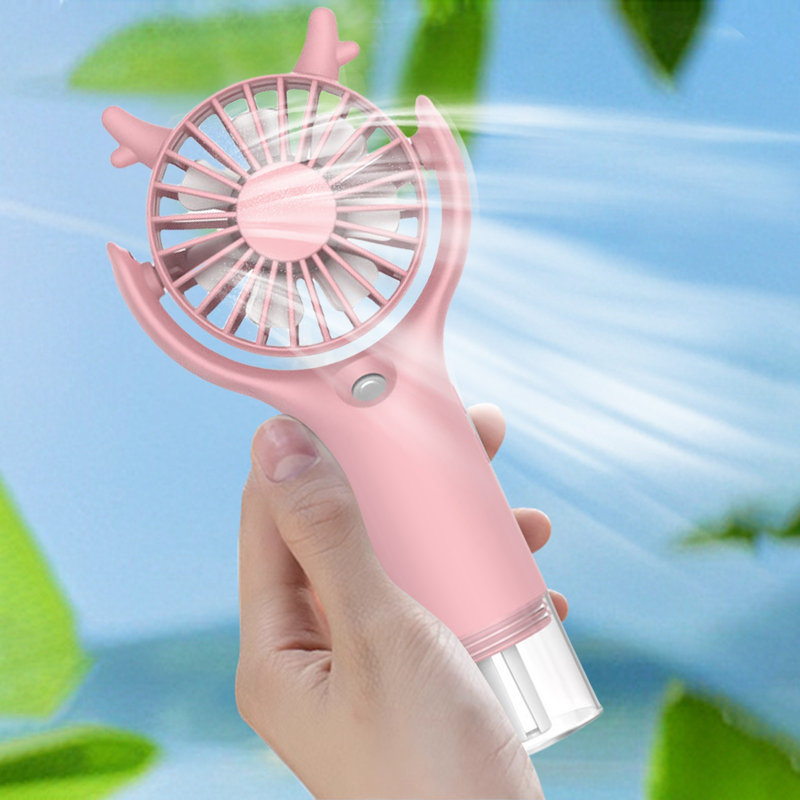Kbndieu Handheld Misting Fan Mini Portable Desktop Mute Large Mist Volume, Pink