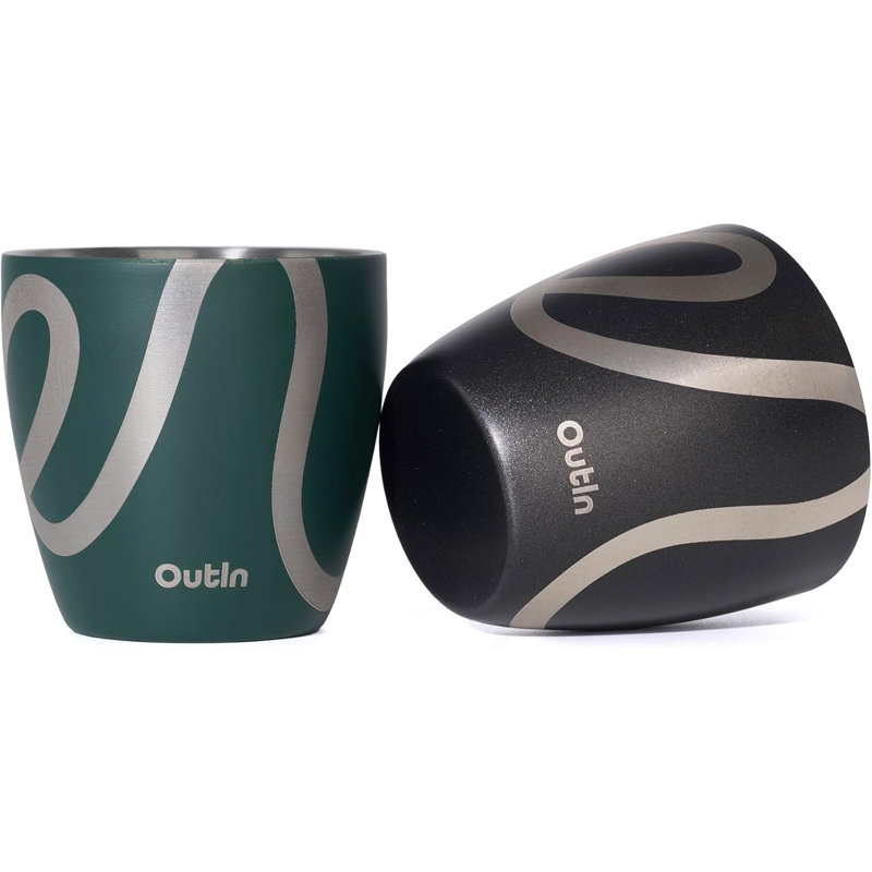 Ensemble de 2 tasses à espresso en acier inoxydable à double paroi de 75 ml Outin