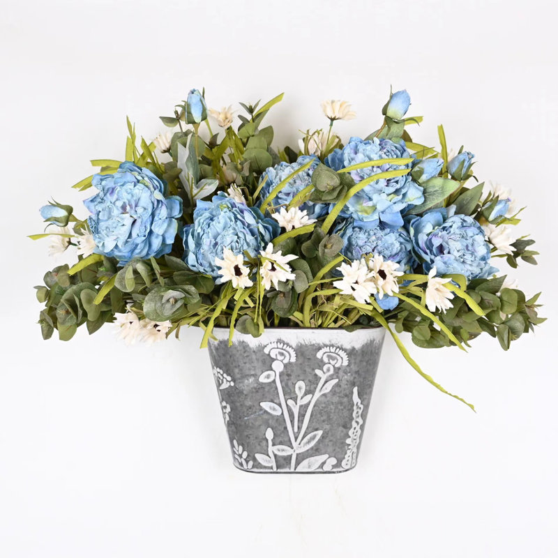 Arrangement floral 24 "hortensia artificiel printemps-été, bouquet de fleurs d'eucalyptus pour décoration de bureau à domicile