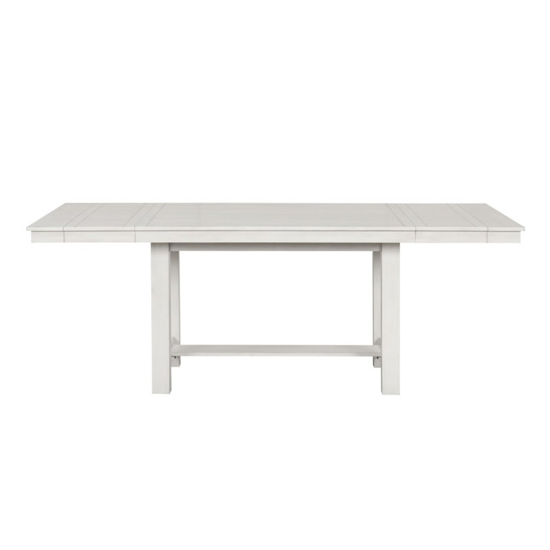 Rustic White Oak Dining Table W Leaves Block Trestle Base 1Pc Table Dining Room Furniture