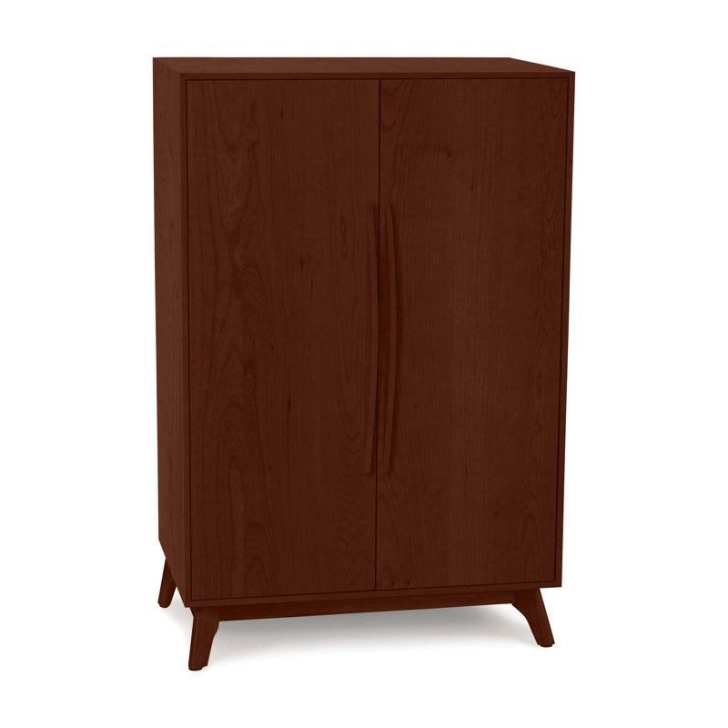 Catalina 33.5'' Solid Wood Bar Cabinet, Cognac Cherry