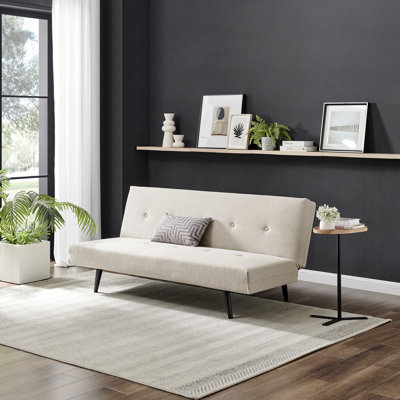 Tomson 2 Seater Sofa Bed Sleek Modern Minimalist Design - Luxury Upholstered Fabric Chesterfield
