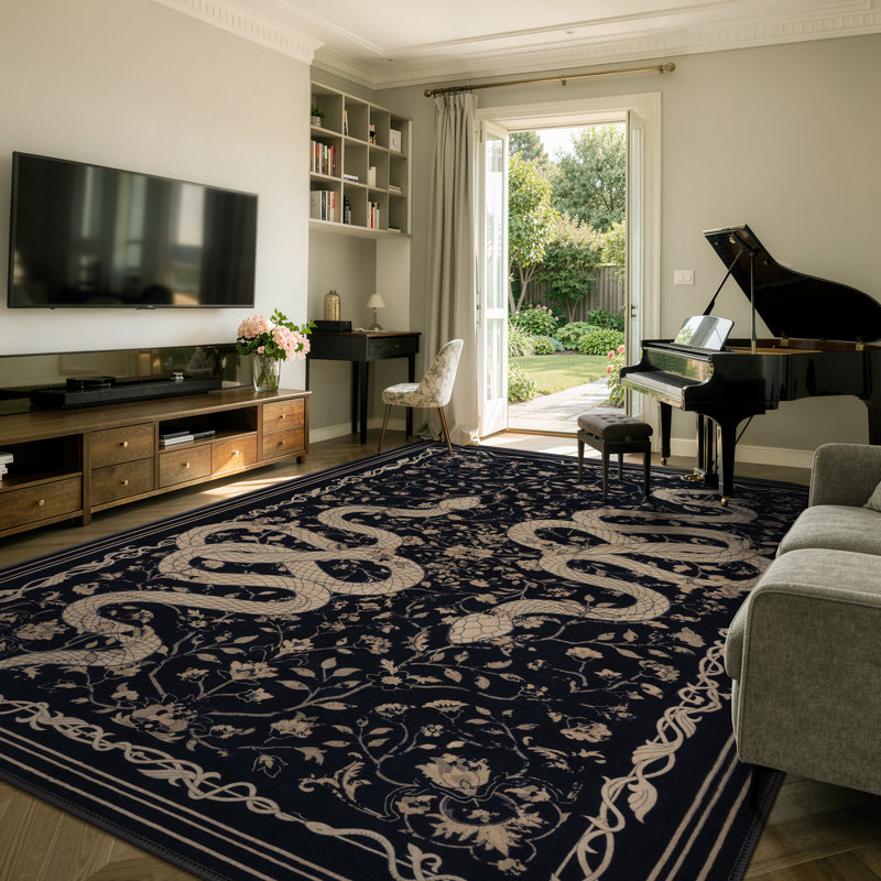 Tapis noir Palas, Rectangulaire 8 pi x 10 pi